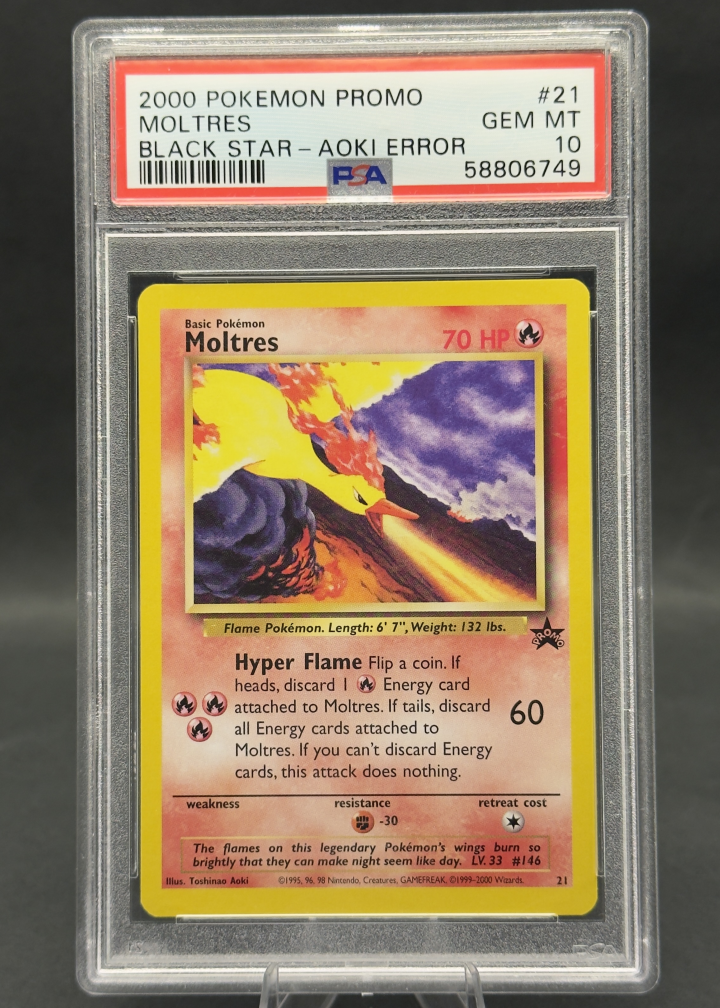 Moltres Black Star - Aoki Error | 21 | PSA 10