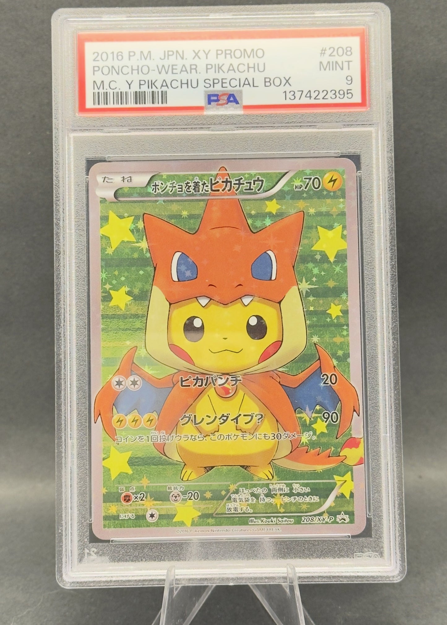 Poncho-Wear Pikachu Mega Charizard | 208/XY-P | PSA 9